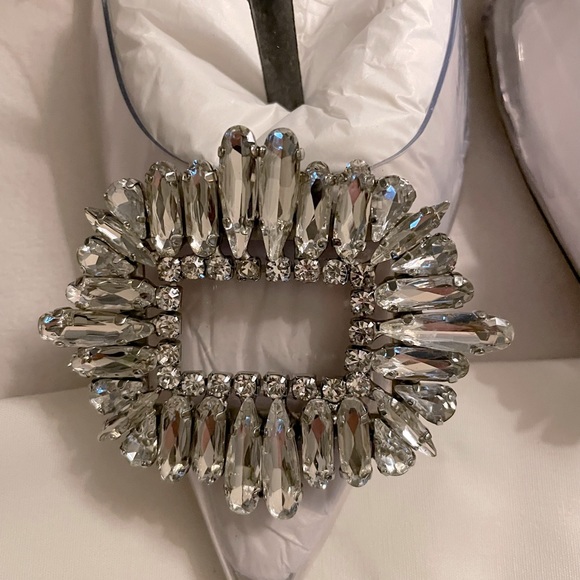 NWT Good American Cinderella Clear Jeweled Heels Size 6.5 - Picture 4 of 9